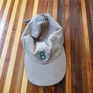 Beige Corduroy Cap with Green Embroidery